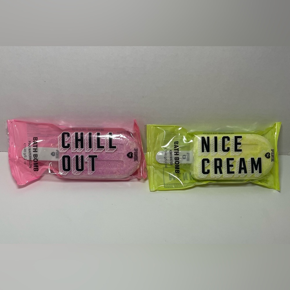 Victoria’s Secret PINK Ice Cream Bath Bombs Pink Watermelon, Kiwi Water New